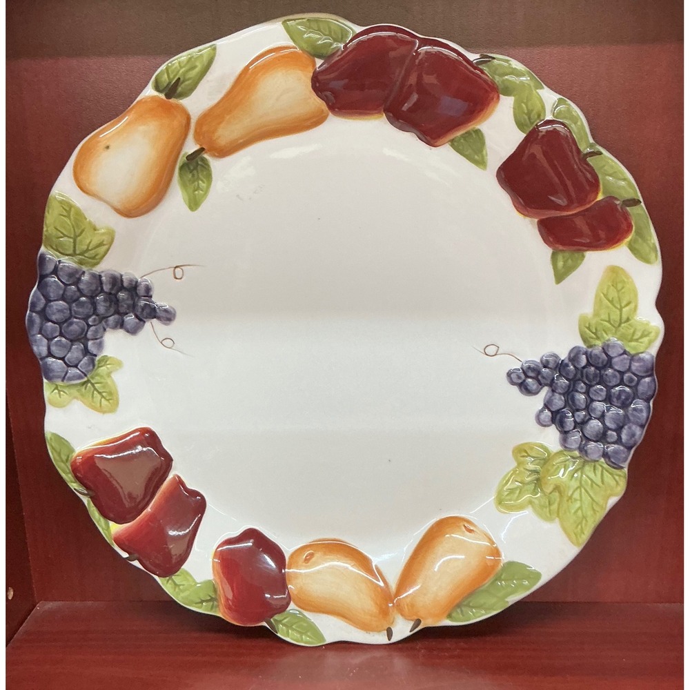 Sonoma Villa Home Interiors Fruit Platter Handpainted Earthenware 10.5 Inch